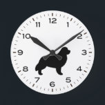 Newfoundland Dog Breed Silhouette Round Clock<br><div class="desc">A fun Newfoundland wall clock for home or office. Makes an original gift for Newf lovers. Check out Jenn’s Doodle World for even more decorative clocks and dog themed home decor.</div>
