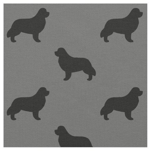 Newfoundland Dog Breed Silhouettes Patterned Fabric