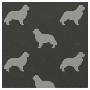 Newfoundland Dog Breed Silhouettes Patterned Fabric