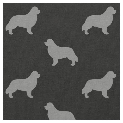 Newfoundland Dog Breed Silhouettes Patterned Fabric