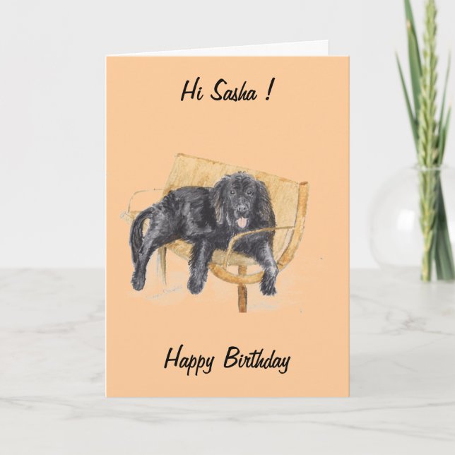Newfoundland Dog, change the name, birthday card. Card (Front)