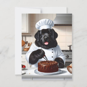 Newfoundland Dog Chef Icing Cake Postcard