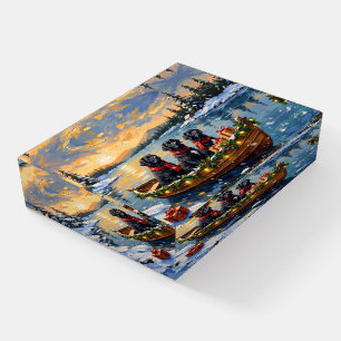 Newfoundland Dog Christmas Boat Holiday Paperweight
