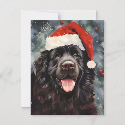 Newfoundland dog Christmas brush painting artwork Holiday Card