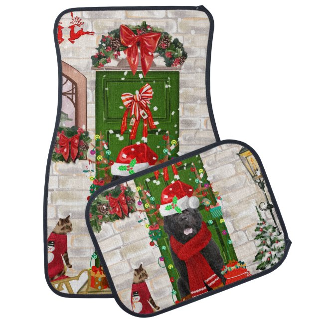 Newfoundland Dog Christmas  Car Floor Mat (Set)