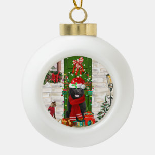 Newfoundland Dog Christmas Ceramic Ball Christmas Ornament