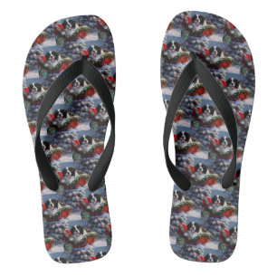 Newfoundland Dog Christmas Festive Flip Flops