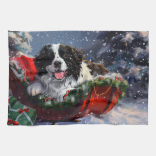 Newfoundland Dog Christmas Festive Kitchen Towel
