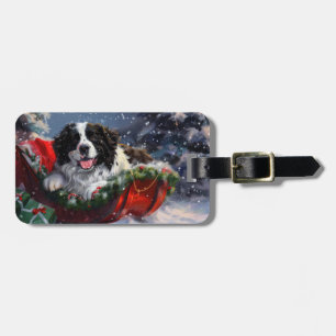 Newfoundland Dog Christmas Festive Luggage Tag