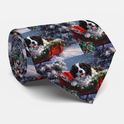 Newfoundland Dog Christmas Festive Neck Tie