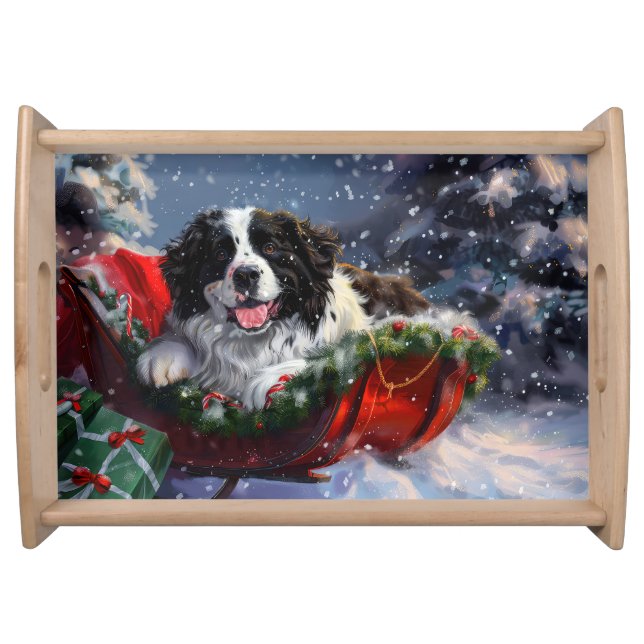 Newfoundland Dog Christmas Festive Serving Tray (Front)