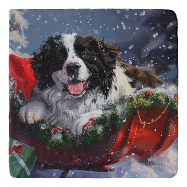 Newfoundland Dog Christmas Festive Trivet (Front)