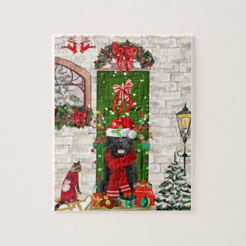 Newfoundland Dog Christmas Jigsaw Puzzle