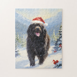 Newfoundland dog Christmas Jigsaw Puzzle
