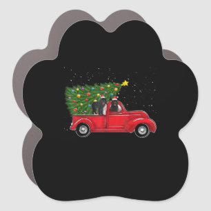 Newfoundland dog christmas on red car truck gift magnet