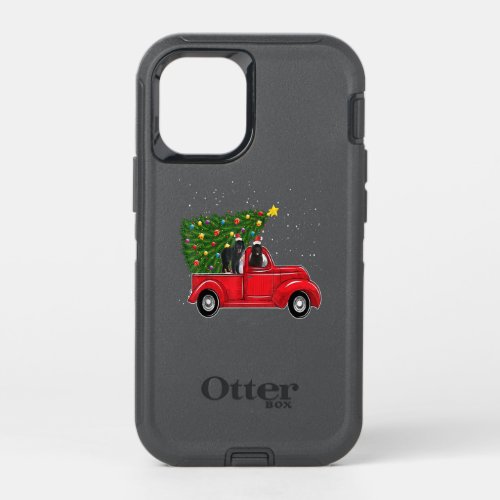 Newfoundland Dog Christmas on Red Car Truck X_mas OtterBox Defender iPhone 12 Mini Case