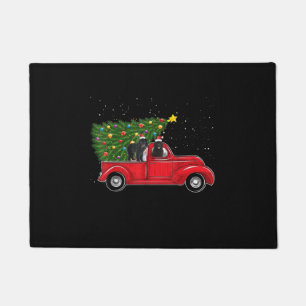 Newfoundland Dog Christmas On Red Car Truck Xmas Doormat
