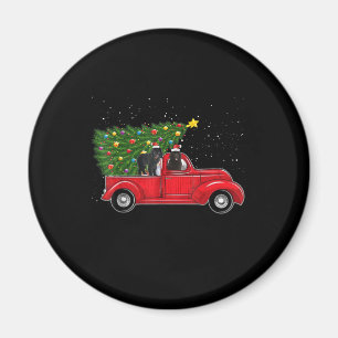 Newfoundland Dog Christmas On Red Car Truck Xmas Magnet