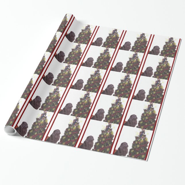 Newfoundland Dog Christmas Papper Wrapping Paper (Unrolled)