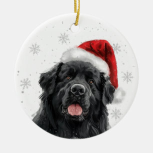 Newfoundland Dog Christmas Personalized Ceramic Ornament