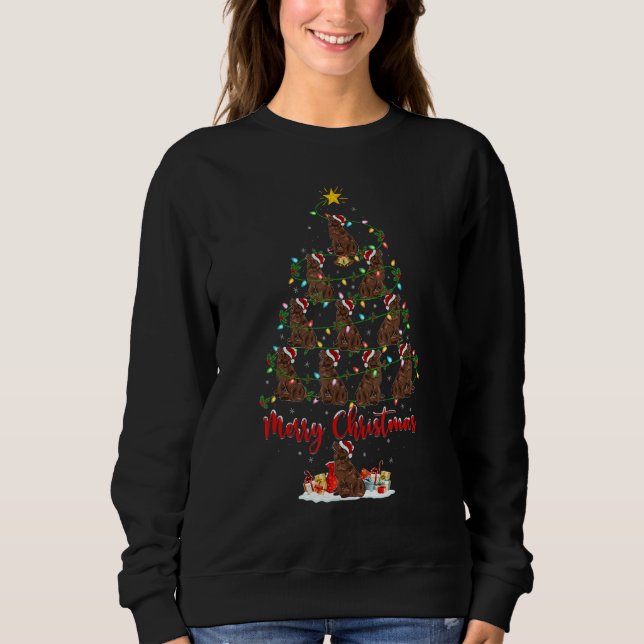Newfoundland Dog Christmas Tree Lights Newfoundlan Sweatshirt (Front)