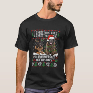 Newfoundland Dog Christmas Tree Lights Puppy Dog L T-Shirt