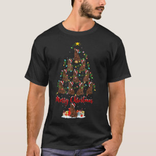 Newfoundland Dog Christmas Tree Lights Santa Newfo T-Shirt