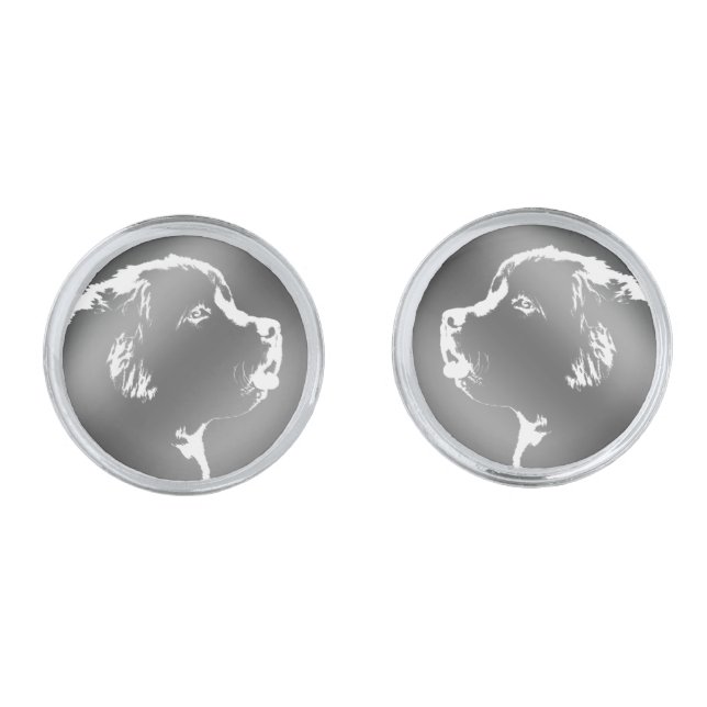 Newfoundland Dog Cufflinks Personalize Dog Gift (Front)