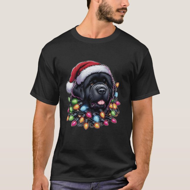 Newfoundland Dog Dog Christmas Hat Xmas  T-Shirt (Front)