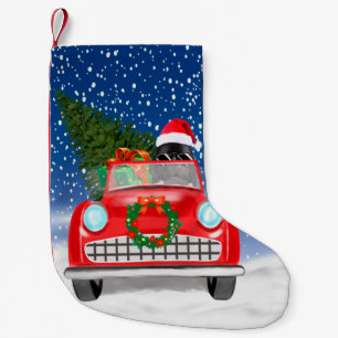 Newfoundland Dog Driving Car In Snow Christmas  Small Christmas Stocking