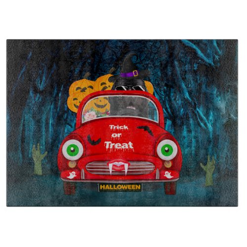 Newfoundland Dog Driving Car Scary Halloween Cutting Board