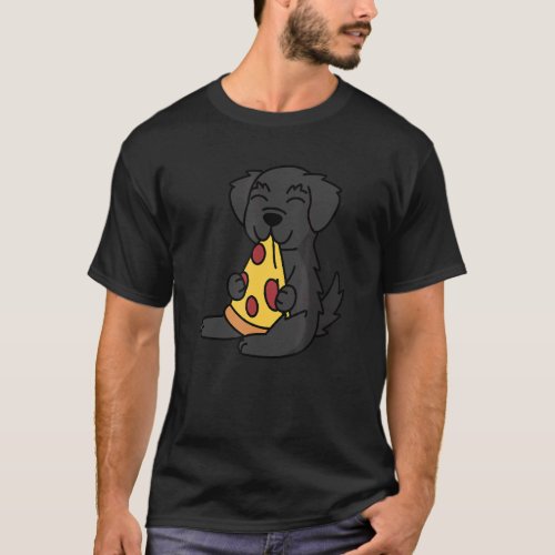 Newfoundland Dog Eating Pizza T_Shirt