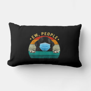 Newfoundland Dog Ew People Dog Wearing A Face Mask Lumbar Pillow