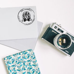 Newfoundland Dog Family Return Address Rubber Stamp