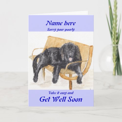 Newfoundland Dog Get Well Soon card add name