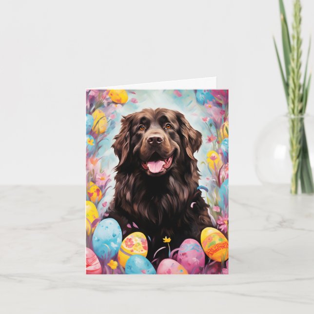 Newfoundland dog Happy Easter Card (Front)