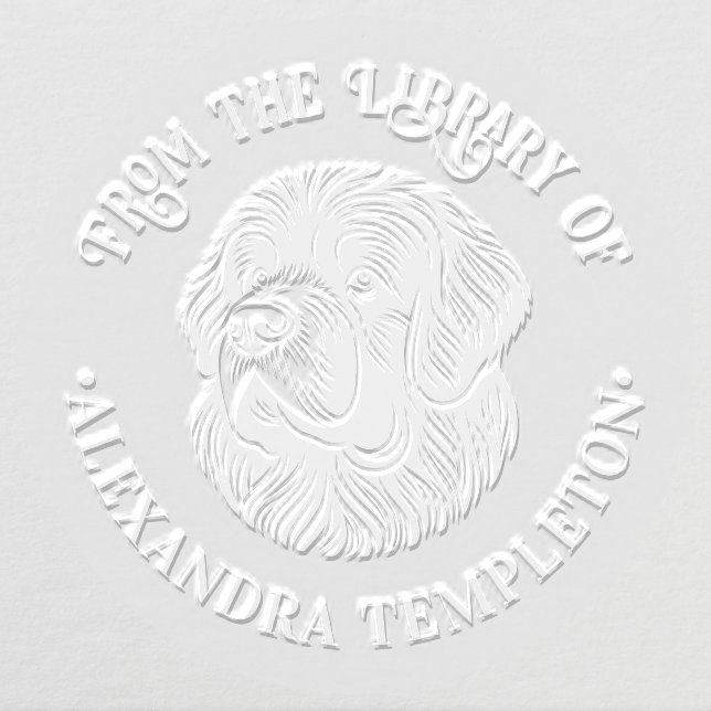 Newfoundland Dog Head Library Book Name Embosser (Design)