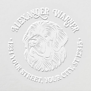 Newfoundland Dog Head Name Return Address Embosser