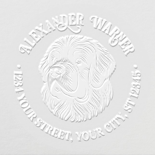 Newfoundland Dog Head Name Return Address Embosser (Design)