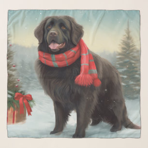Newfoundland Dog in Snow Christmas Scarf