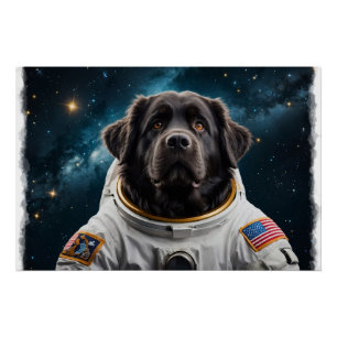 Newfoundland Dog in Space Poster