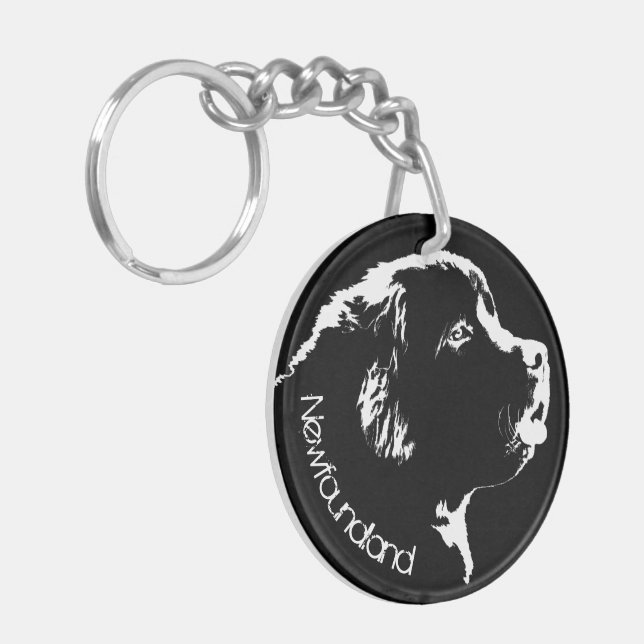 Newfoundland Dog Keychain Custom Pup Dog Keychain (Front Left)