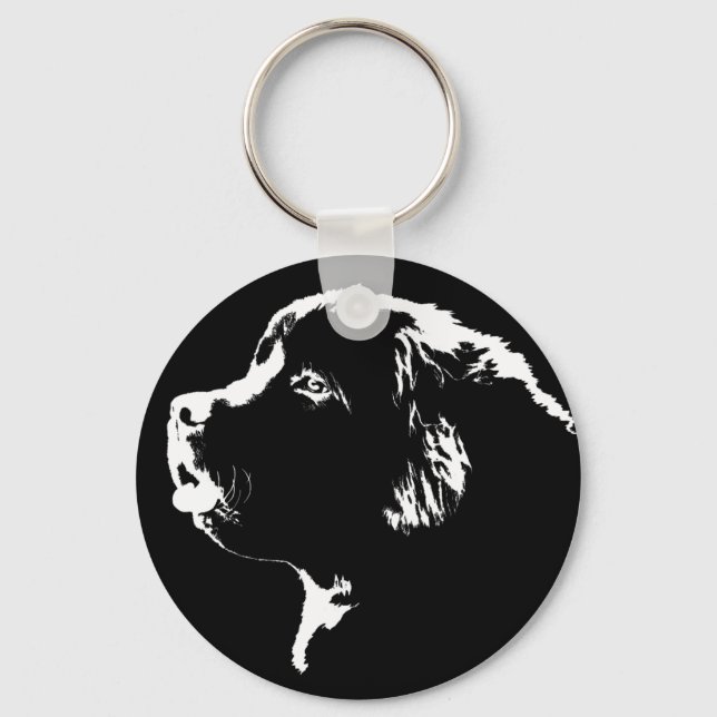 Newfoundland Dog Keychain Newfoundlander Art Gift (Front)