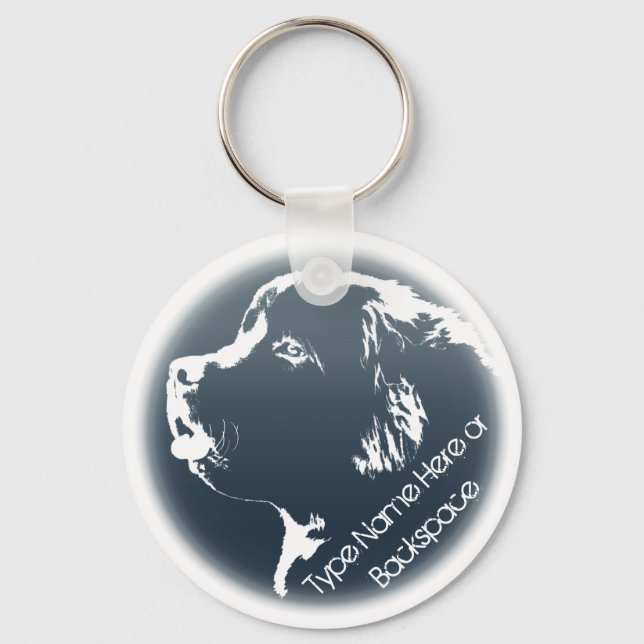 Newfoundland Dog Keychain Newfoundlander Art Gift (Front)