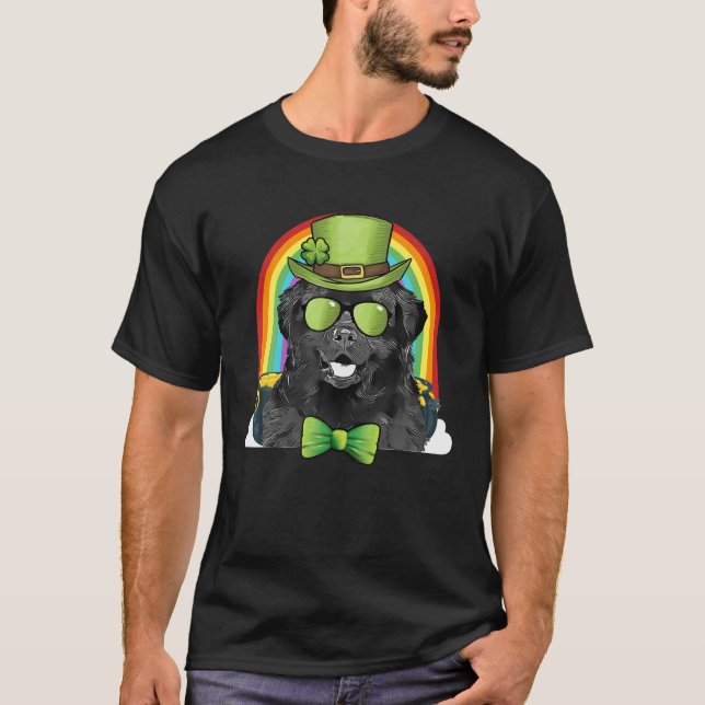 Newfoundland Dog Leprechaun Funny St Patricks Day T-Shirt (Front)