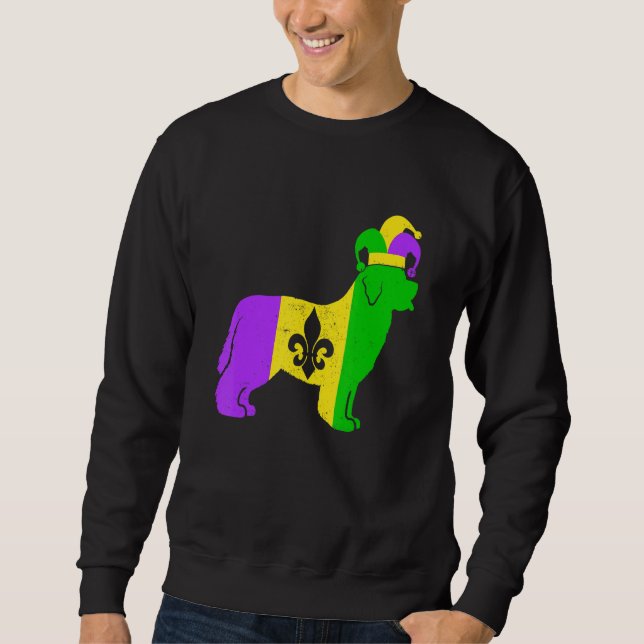 Newfoundland Dog Mardi Gras Carnivals Funny Puppy  Sweatshirt (Front)