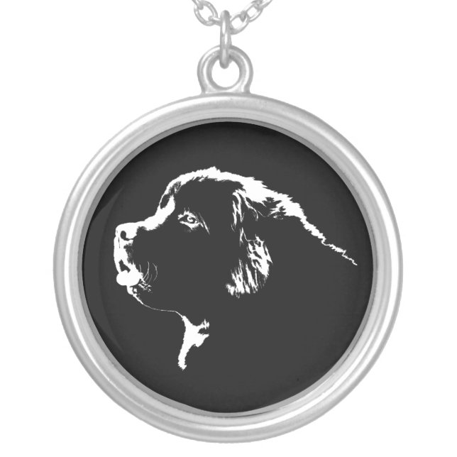 Newfoundland Dog Necklace Dog Art Jewelry Gifts (Front)