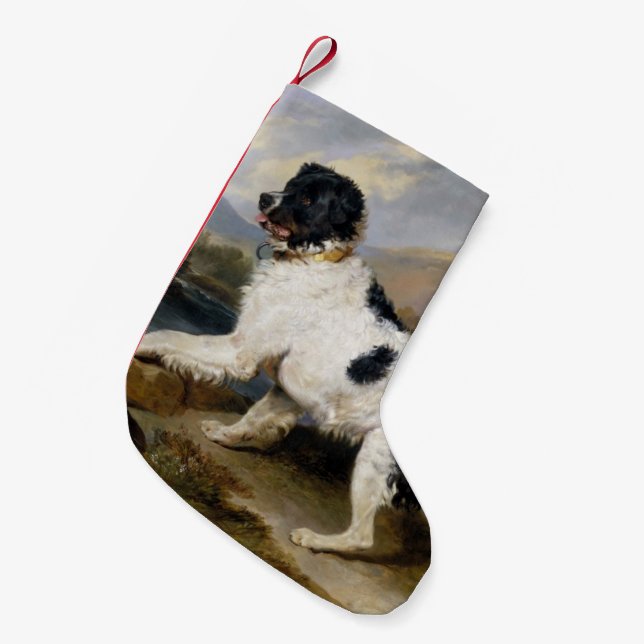 Newfoundland Dog Painting Small Christmas Stocking (Front (Hanging))