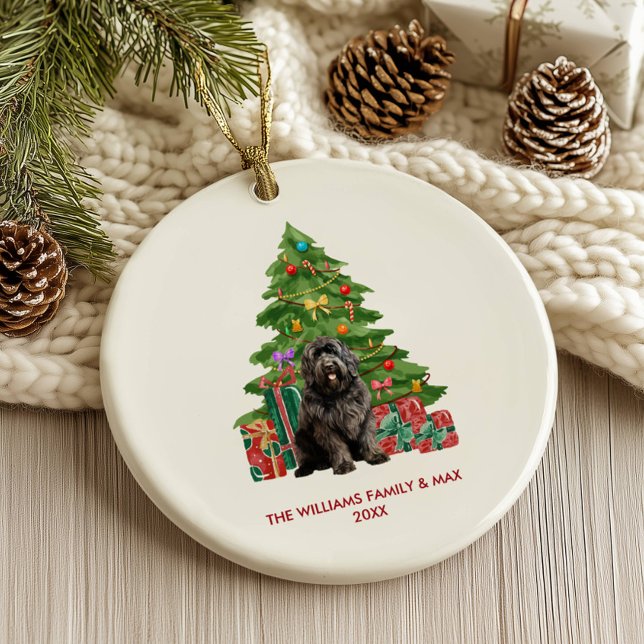Newfoundland Dog Personalized Christmas Ceramic Ornament (Creator Uploaded)