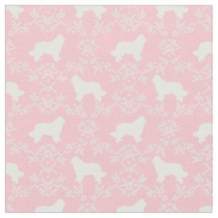 newfoundland dog pink silhouette fabric